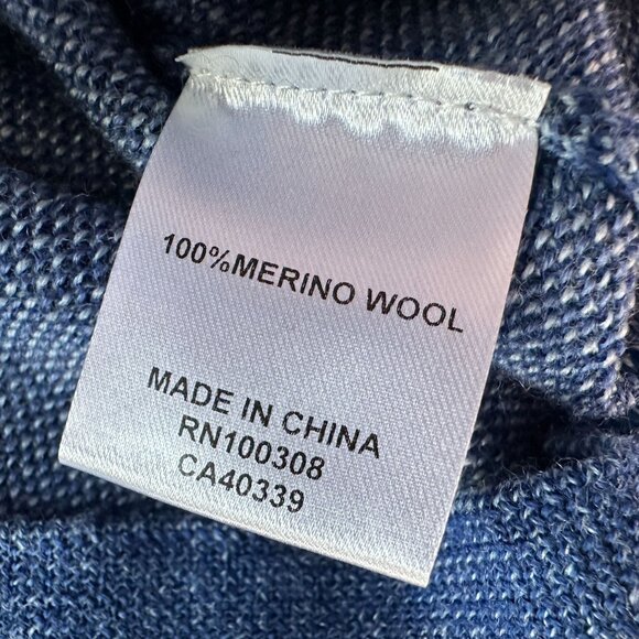 Peter Millar Mens Large Sweater Merino Wool 1/4 Zip Blue Mock Neck Knit - Picture 5 of 6